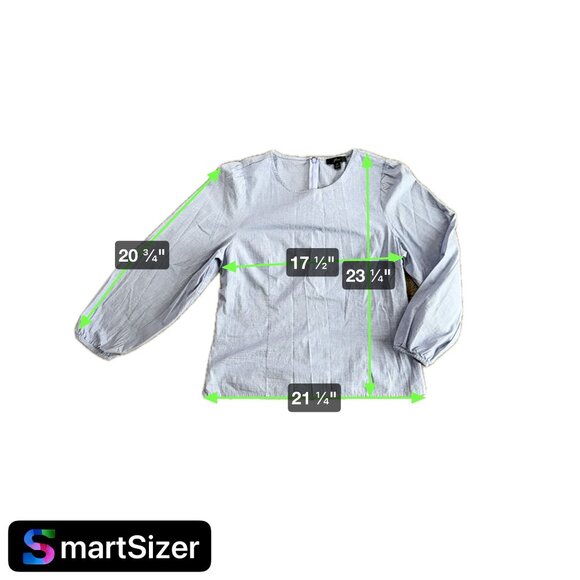 J Crew Tailored Shirt Womens 10 Long Sleeve Blue Chambray Puff Sleeve Zip Back - Picture 2 of 6